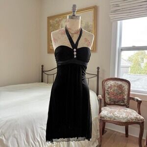 y2k black mini dress‎ halter byerwear homecoming womens 7